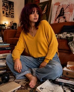 White Stag Mustard Yellow V Neck Lightweight Sweater Size XL 16/18